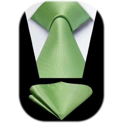 Enlision Herren Krawatten und Einstecktuch Set - Klassisch Einfarbig Salbei