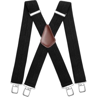 Hisdern Herren Hosenträger 5cm breit, X-Form mit 4 starken Metall-Clips