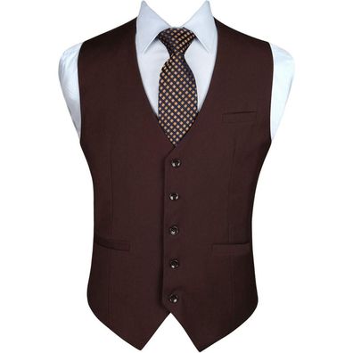 Enlision Herren Anzugweste Formell Einfarbig Elegant mit Taschen für Business