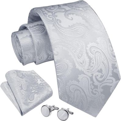 Enlision Herren Krawatten Set: Paisley Krawatte, Einstecktuch