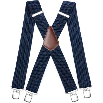 Hisdern Hosenträger für Herren, 5cm breit, X-Form, 4 starke Metallclips