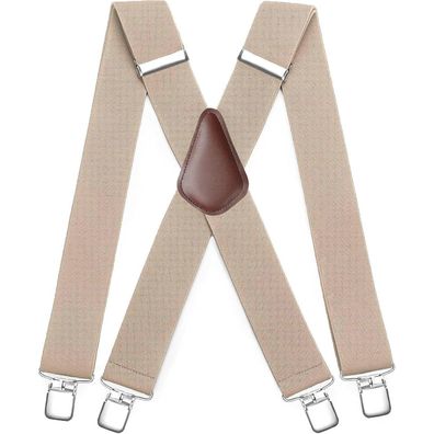 Hisdern Herren Hosenträger 5cm breit, X-Form, 4 starke Metall-Clips
