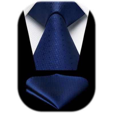 Hisdern Herren Krawatte & Einstecktuch Set, kariert, elegant, klassisch
