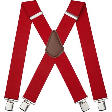 Hisdern Herren Hosenträger X-Form, 5cm breit, 4 starke Metallclips