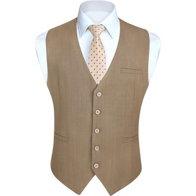Enlision Herren Anzugweste Formell Einfarbig Elegant mit Taschen für Business