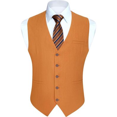 Hisdern Herren Anzugweste Klassische Retro Baumwolle V-Ausschnitt Elegant Weste