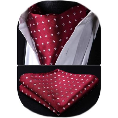 Hisdern Herren Krawattenschal Floral Paisley Ascot Krawatte mit Einstecktuch
