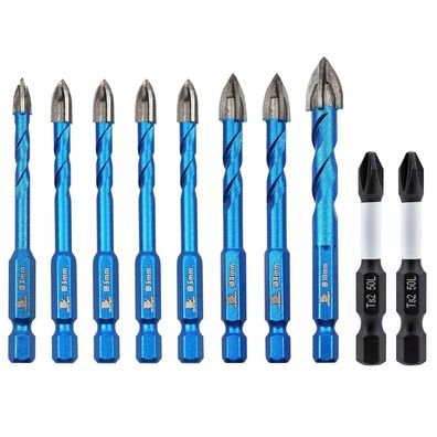 Brschnitt Fliesenbohrer Set Ø 5-10mm mit 2 Magnetischen Schrauberbits