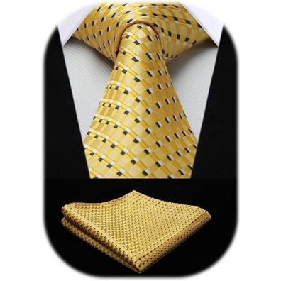Hisdern Krawatten & Einstecktuch Set für Herren - Gepunktet, Elegant, Formell