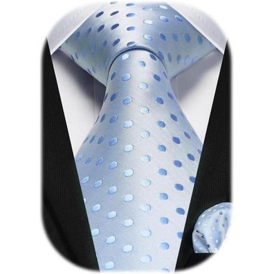 Hisdern Herren Krawatte & Einstecktuch Set - Gepunktet, Klassisch, Elegant