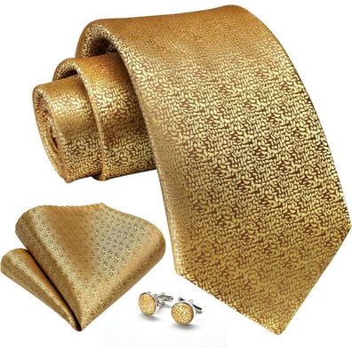 Enlision Herren Krawatten Set mit Einstecktuch und Manschettenknöpfen - Paisley