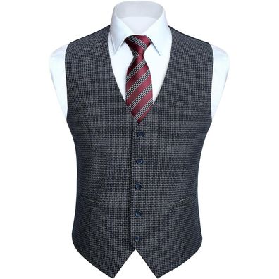 Hisdern Herren Anzugweste Formale Hochzeit Klassische Retro Baumwolle
