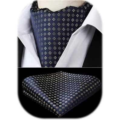 Hisdern Herren Krawattenschal Paisley Ascot Krawatte mit Einstecktuch Set