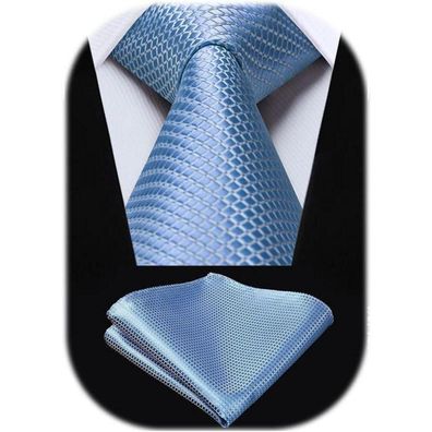 Hisdern Herren Krawatte & Einstecktuch Set - Kariert, Elegant, Klassisch