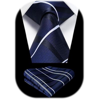 Hisdern Krawatten & Einstecktuch Set für Herren - Gepunktet, Klassisch