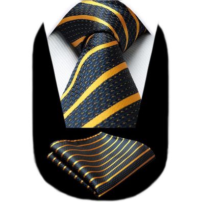 Hisdern Krawatten & Einstecktuch Set für Herren - Gepunktet, Elegant, für