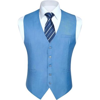 Enlision Herren Anzugweste Formell Einfarbig Elegant mit Taschen für Business