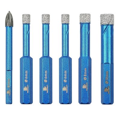 Brschnitt Diamant Trockenbohrer Fliesenbohrer Set 6/6/6/8/10mm + 6mm, 6 Stück