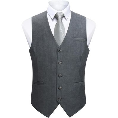Enlision Herren Anzugweste Formell Einfarbig Elegant mit Taschen für Business