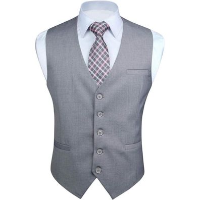 Enlision Herren Anzugweste Elegant Einfarbig Business Weste mit Taschen für