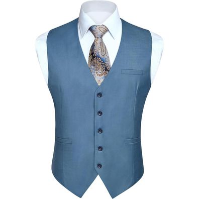 Enlision Herren Anzugweste Formell Einfarbig Elegant mit Taschen für Business