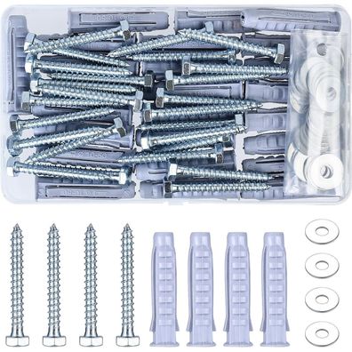 25 Sets M8 M12 Schwerlastdübel mit Sechskantschrauben für Wandmontage