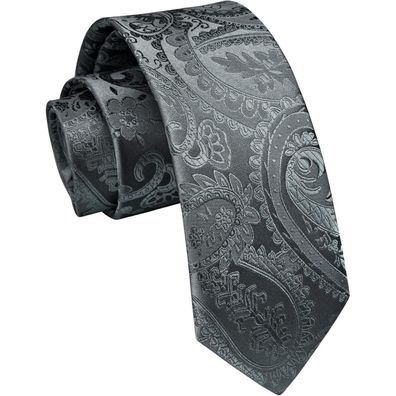 Enlision Schmale Herren Krawatte 6cm Klassisch Silbernes Paisley für Hochzeit