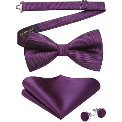 Hisdern Herren Paisley Fliege, Einstecktuch und Manschettenknöpfe Set