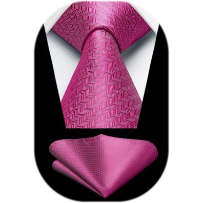 Hisdern Herren Krawatte mit Einstecktuch Set, Klassisch Plaid Hahnentritt