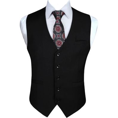 Enlision Herren Anzugweste Formell Einfarbig Elegant mit Taschen für Hochzeit