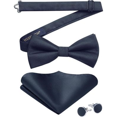 Hisdern Herren Paisley Fliege, Einstecktuch und Manschettenknöpfe Set
