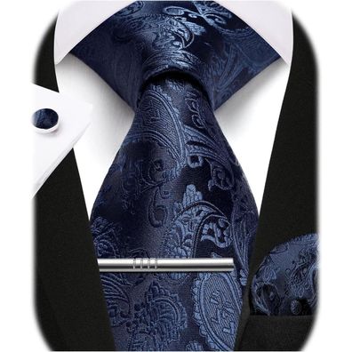 Enlision Herren Krawatten Set mit Einstecktuch, Krawattenklammer und