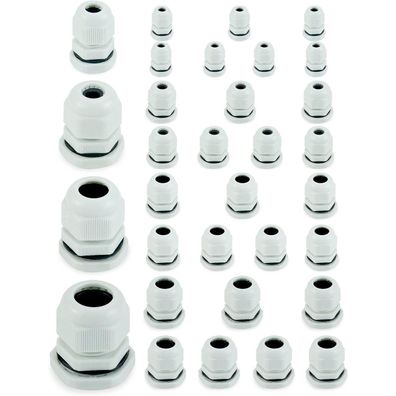 QWORK 32 Stück Kabelverschraubungen, wasserdicht, Kunststoff, M12, M16, M20, M25