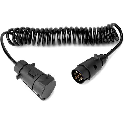 QWORK 3M 7-Pin Anhänger Verlängerungskabel Spiralkabel mit Stecker auf Buchse