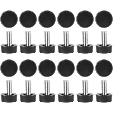 QWORK Verstellbare Möbelfüße Stellfüße M6 x 10mm, 24 Stück, Schwarz