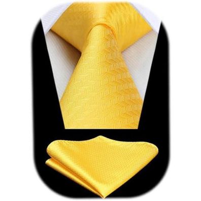 Hisdern Herren Krawatte mit Einstecktuch Set - Klassisch Plaid Hahnentritt