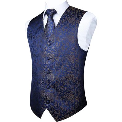 Enlision Herren Anzugweste Set mit Paisley Krawatte und Einstecktuch