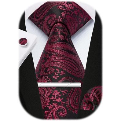 Enlision Herren Krawatten Set mit Einstecktuch, Krawattenklammer und