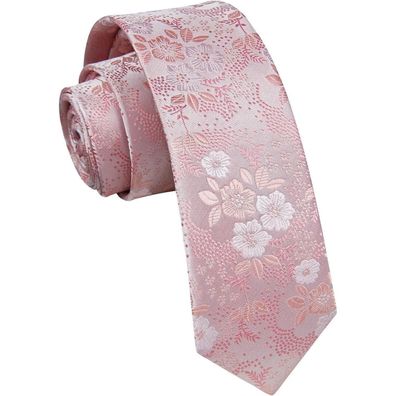 Enlision Schmale Herren Krawatte 6cm - Klassisch Rosa Blume für Business und