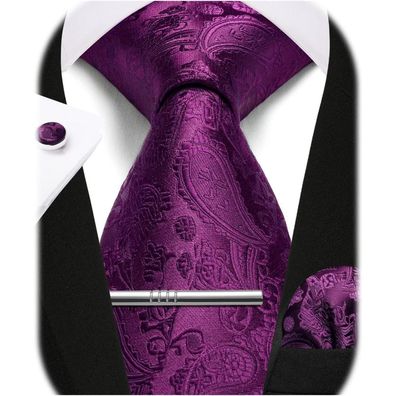 Enlision Herren Krawatten Set mit Einstecktuch, Krawattenklammer und