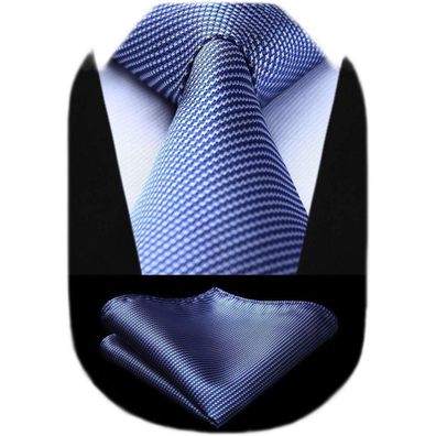 Hisdern Herren Krawatte mit Einstecktuch Set, Klassisch Plaid Hahnentritt