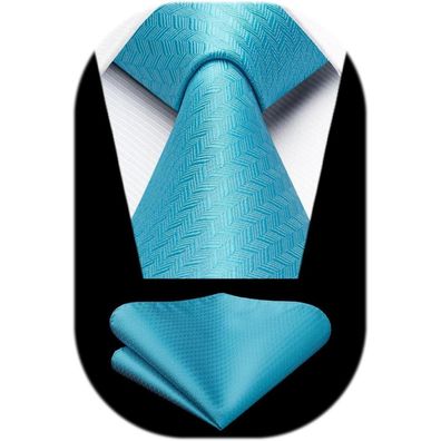 Hisdern Herren Krawatte mit Einstecktuch Set - Klassisch Plaid Hahnentritt