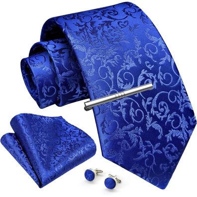 Enlision Herren Krawatten Set mit Einstecktuch, Krawattenklammer und