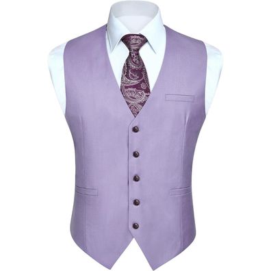 Enlision Herren Anzugweste Lila - Formell, Einfarbig, Elegant mit Taschen, Gr