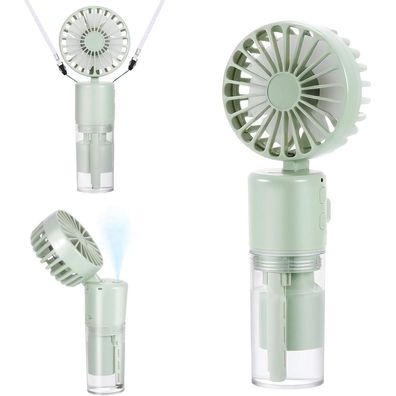 JIZZU Tragbarer Handventilator mit Wassernebel, 4000mAh, 4 Geschwindigkeiten