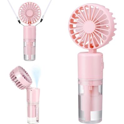 JIZZU Tragbarer Handventilator mit Wassernebel, 4000mAh, 4 Geschwindigkeiten