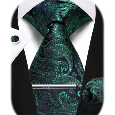 Enlision Herren Krawatten Set mit Einstecktuch, Krawattenklammer und