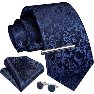 Enlision Herren Krawatten-Set mit Einstecktuch, Krawattenklammer und