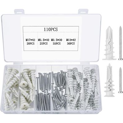 SZSLMY 110-teiliges Dämmstoffdübel-Set mit selbstbohrenden Schrauben für