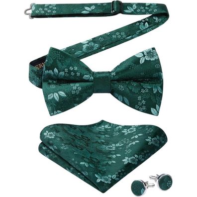 Hisdern Herren Paisley Fliege, Einstecktuch & Manschettenknöpfe Set